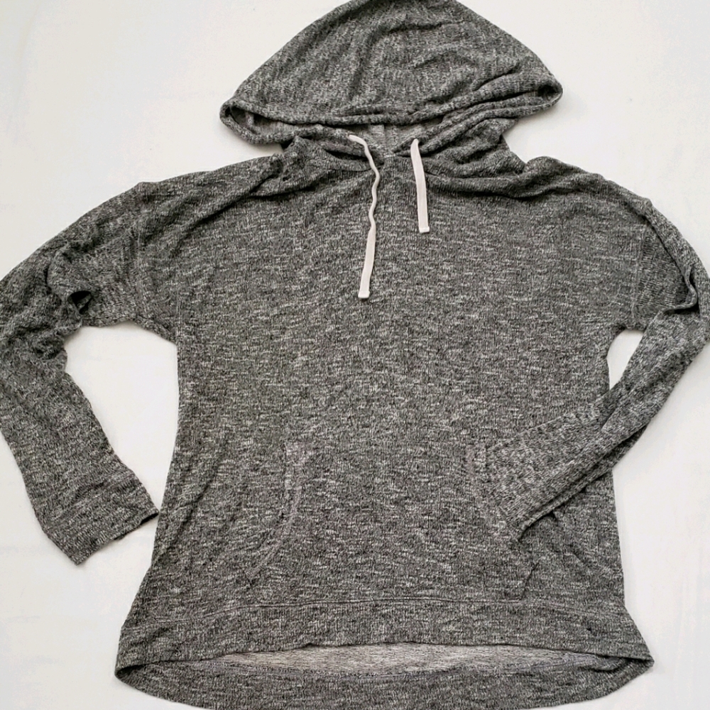 Gray flowy long sleeve with hood